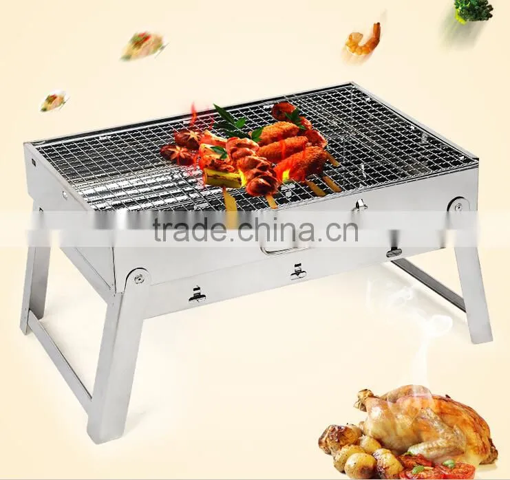 BBQ grill white stainless steel family use easy to take outdoor