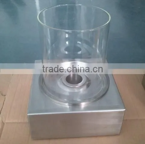 stainless steel bio fuel fireplace with 2 pcs clear borosilicate glass tube