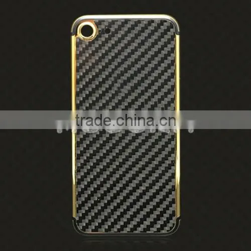 Carbon fiber metal cover for iPhone7 24k gold plated back housing