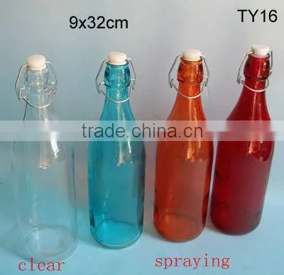 2016 1 liter swing top glass bottle with more colors/beverage bottle/drink bottle