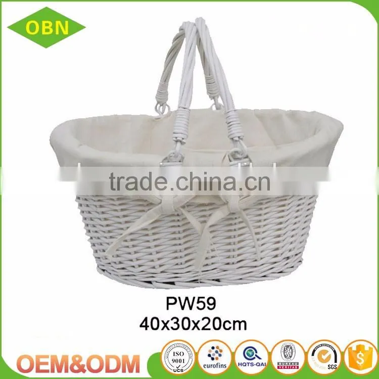 Wholesale China Flexible handles natural woven wicker shopping storage basket