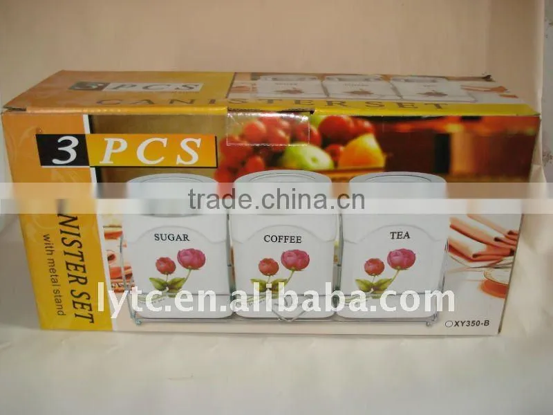3 pcs tea coffee and sugar ceramic canister set