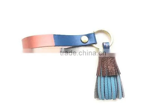 Colorful Leather Fringe Keychain Purse Charm Twister Tassel Key Holder