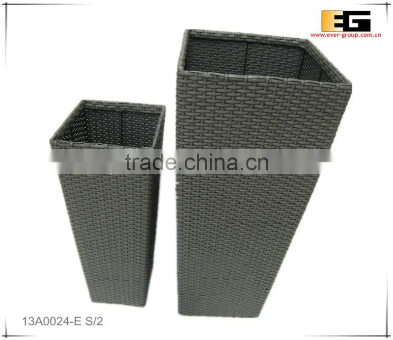 Square PE/Plastic rattan with liner deco planter