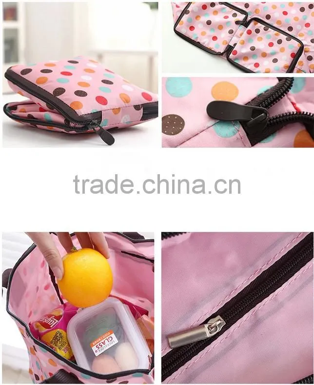 Full color printing 300D Polyester fashion tote bags with square zipper pocket