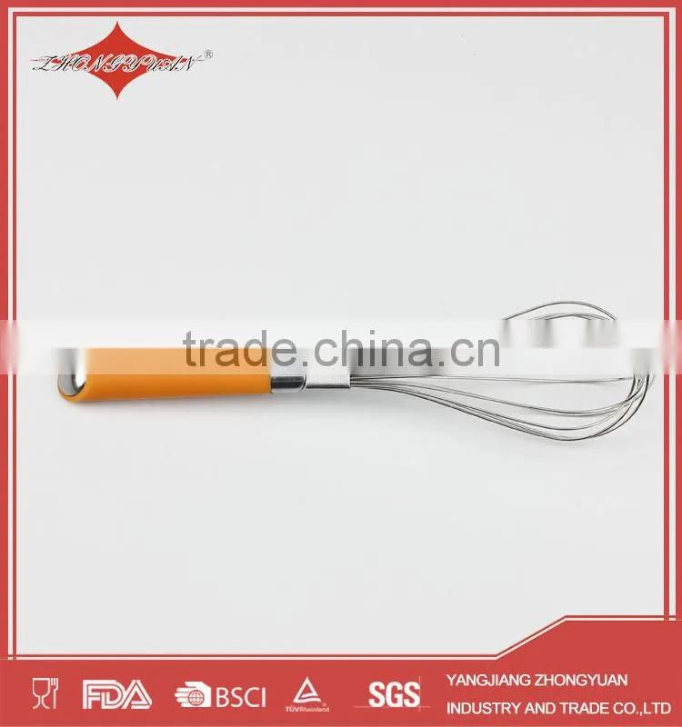 10 inches Stainless steel egg beater with plastic handle
