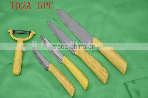titanium blade and pattern handle ceramic knife set