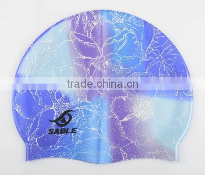 fashion silicone country Flag Patriotic Swimming Cap with CE/ROHS certification
