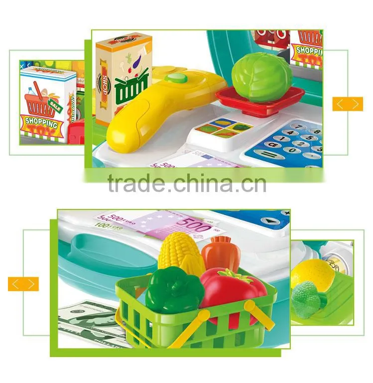 Hot sale kids indoor pretend play plastic fruit crates supermarket toy set