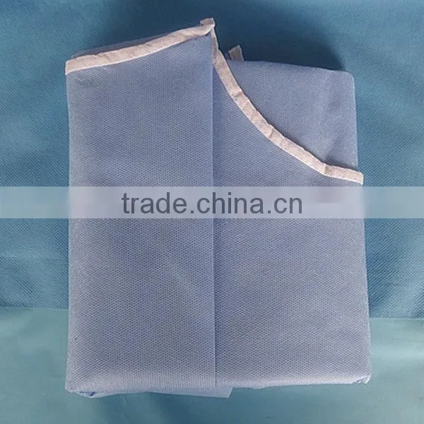 Disposable Blue SMS Nonwoven Surgical Gown With Elastic Cuff