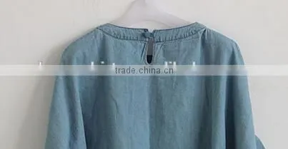 Fashion lady denim tops jean blouse shirts for woman