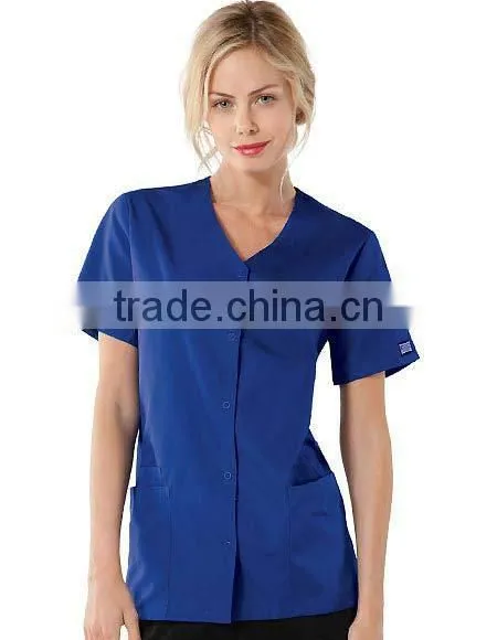 Workwear men fashion Short Sleeve hospital medical Snap Scrub Top/suit