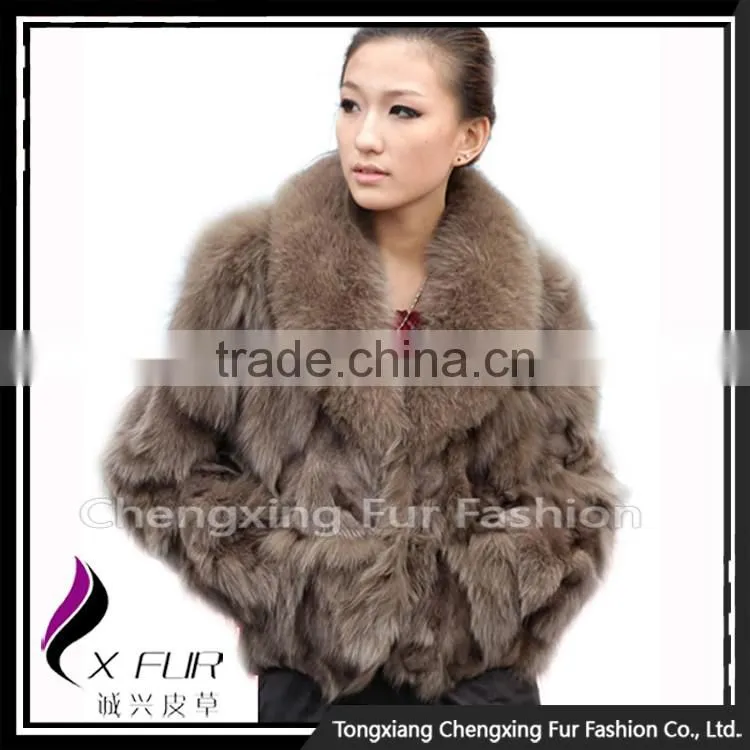 CX-G-A-258D Luxury Women Winter Patchwork Fox Fur Garment