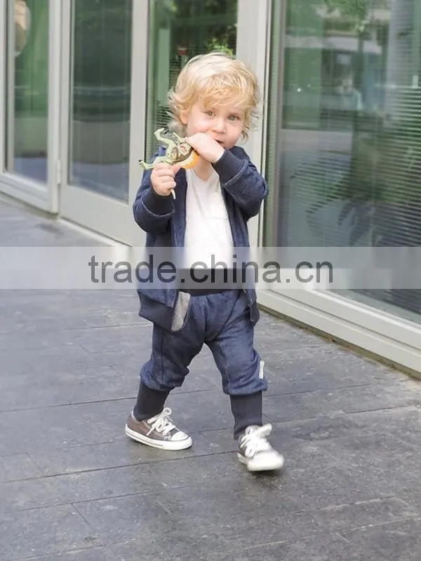 wholesale children's boutique clothing high quality children clothes custom baby boy blue zipped hoodies