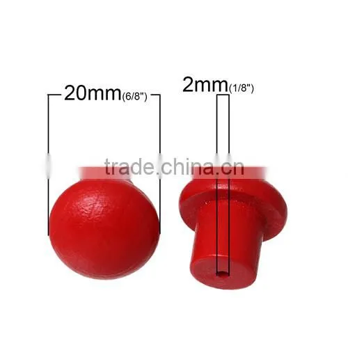 Red Mushroom Wood Jewelry Case Box Drawer Pull Handle Knobs 20mmx20mm