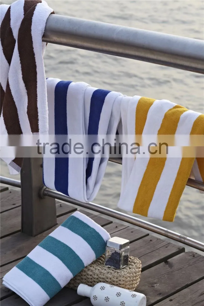 wholesale hotel all cotton yellow and white stripe Swimming towel beach towels