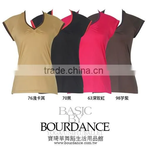 Top selling product girl V neck front pinches blank tee shirts