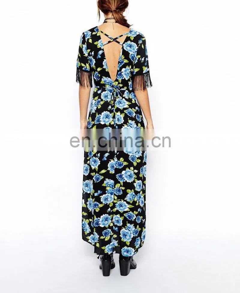 CHEFON Fringed sleeve women vintage dresses wholesale