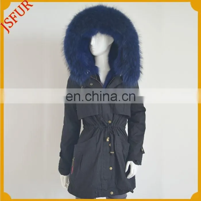 Jsfur Wholesale Hot Style Cotton Fabric Winter Women Parka With Fur