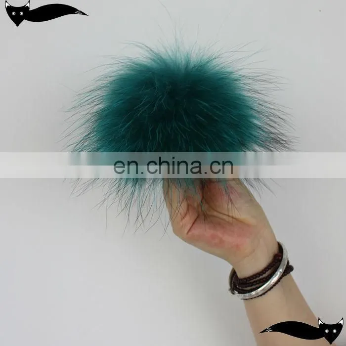 Genuine pagoda blue 13cm raccoon fur pom pom