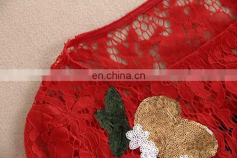 High quality midi lace dress, oem women clothing factory dress