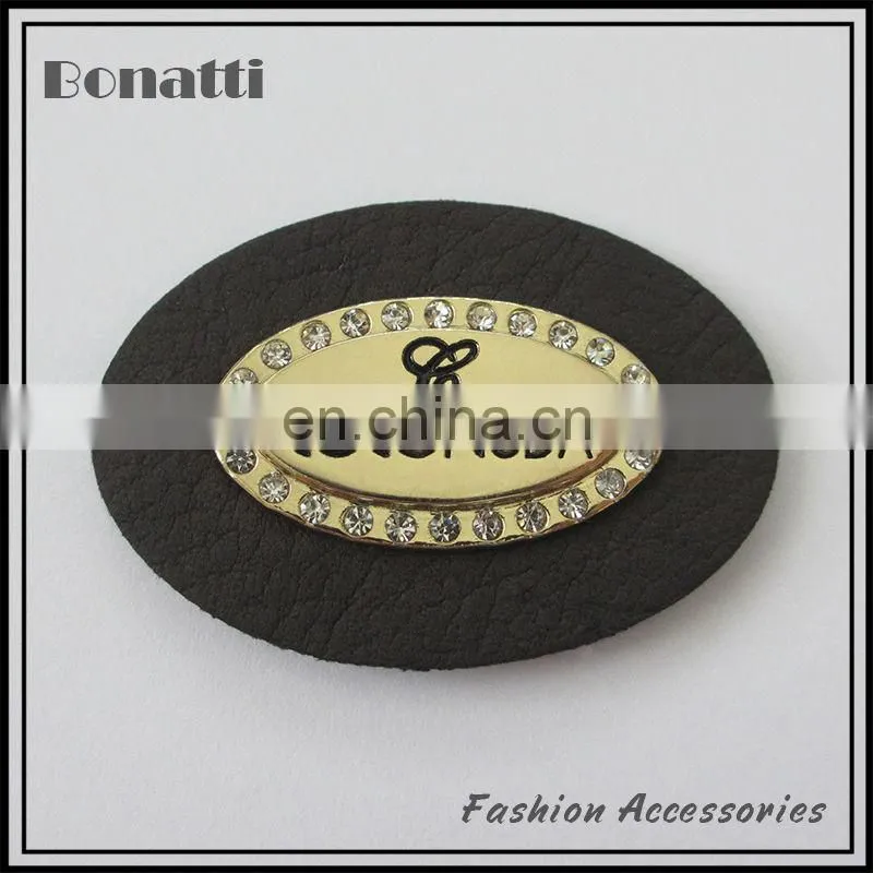 Debossed small size metal leather label for jeans and bags
