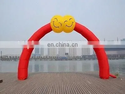Red inflatable archway with smile face/entrance design inflatable arch for party