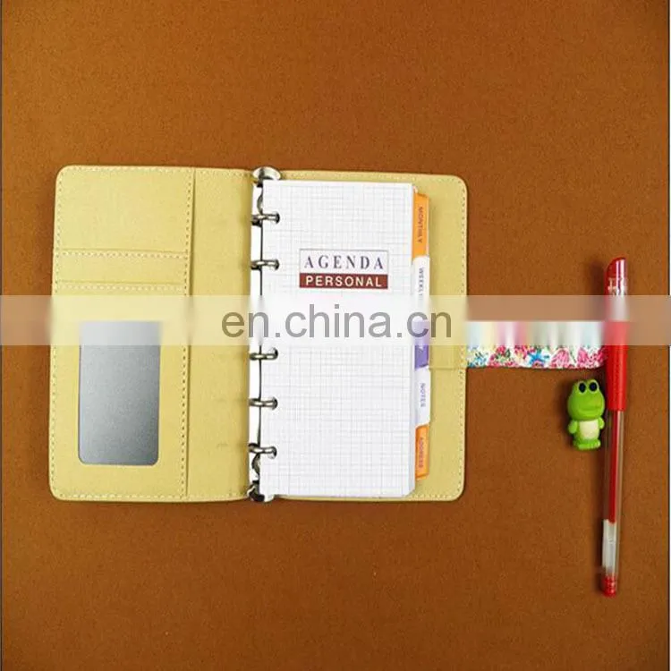 2018 China factory wholesale mini flowers printing hardcover schedule notebook with snap fastener