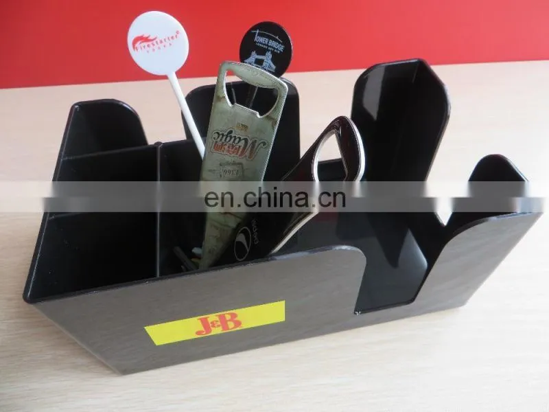 Custom rectangle ps plastic decorative bar napkin holder with handle