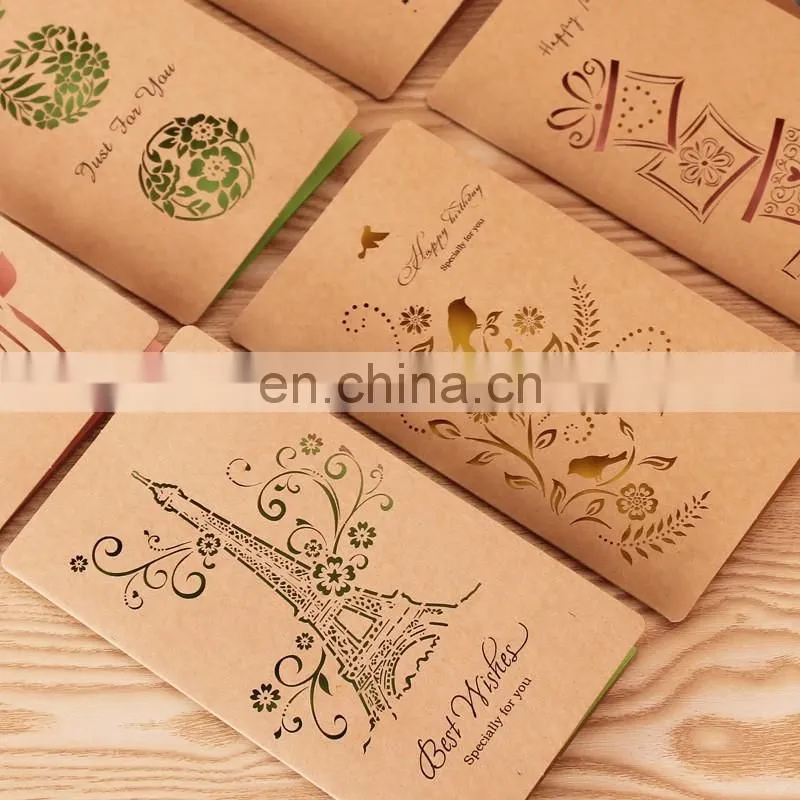 Handmade customized handmade birthday Eiffel Tower Blessing Cards best wishes filigree greet card