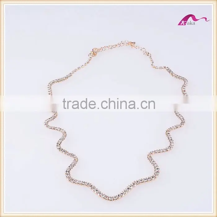 Fashion Gold Crystal Long Chain Imitation Necklace Designs For Women