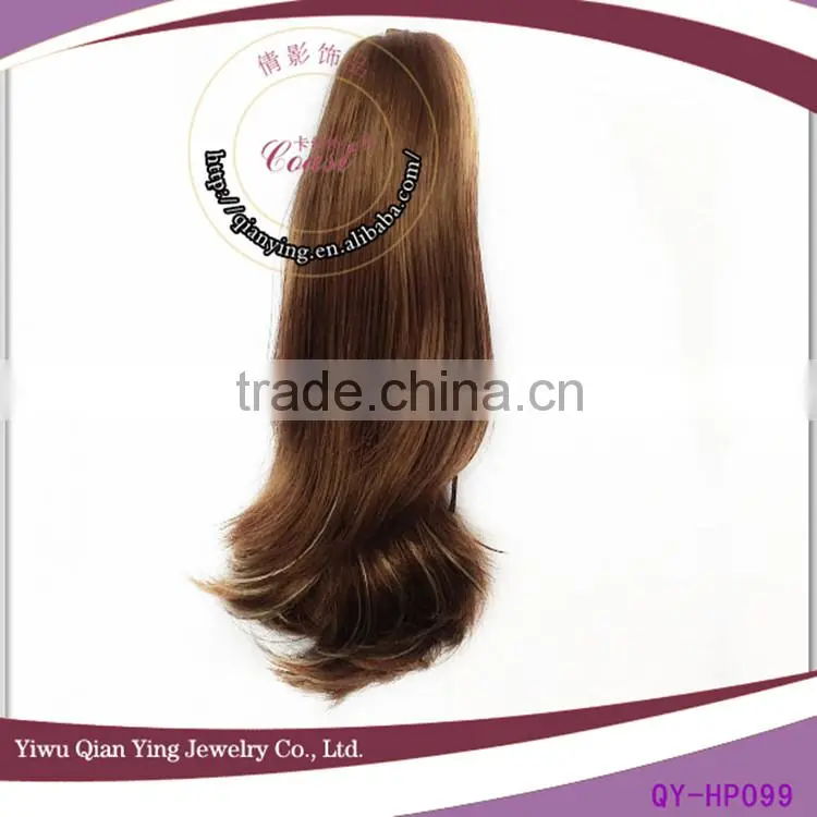 promotional claw clip brown synthetic ponytail natural hair extensions