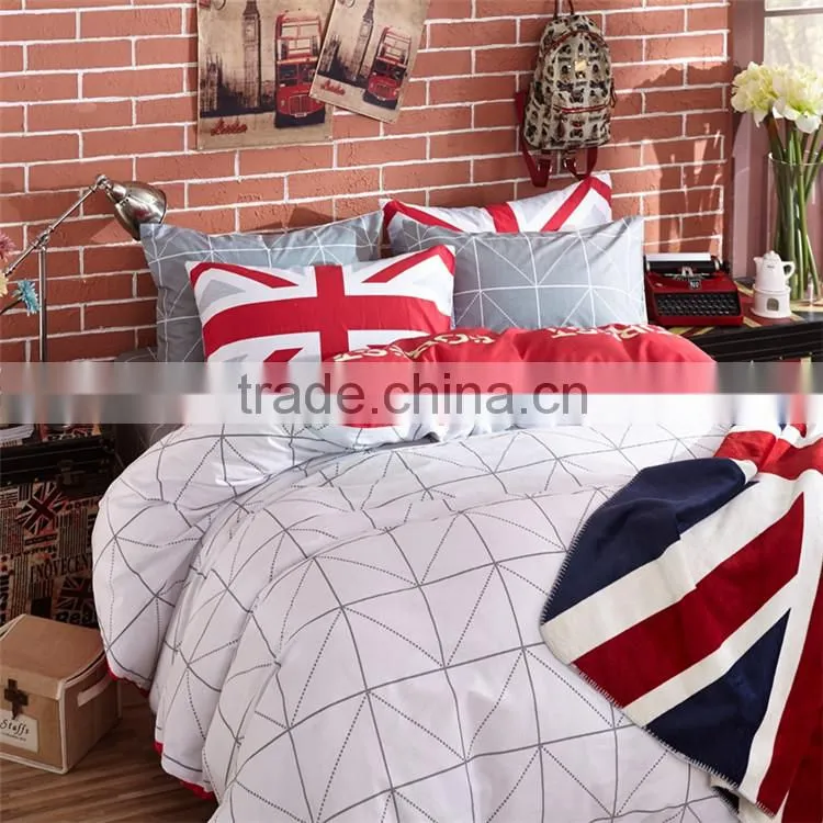 2015 New design pigment printing home textile bedding set donna cover set fashion UK flag cotton quit cover set