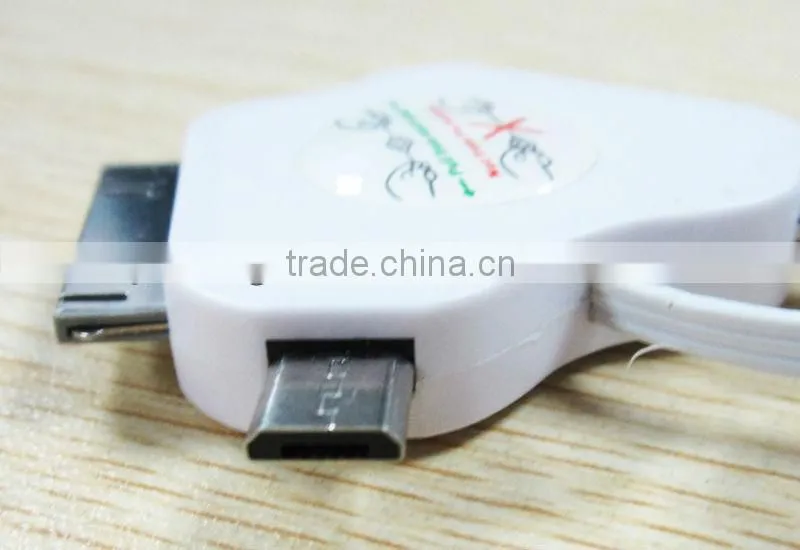 2013 Hot selling Mini 4in 1 USB Connector Adapter and USB Retractable Cable for iPhone 4 Samsung Blackberry Nokia