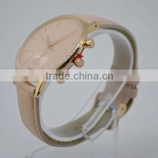 2016 vogue womens watches leather strap casual life style rose gold plated quartz classic style
