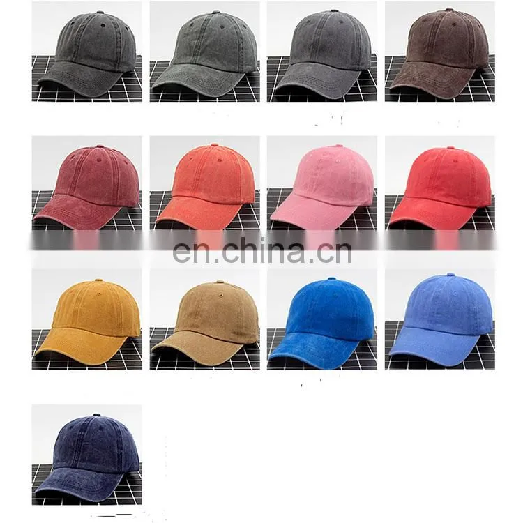 Low MOQ Custom Unisex Adjustable Vintage Cotton Washed Dad Hat Plain Distressed Baseball Cap