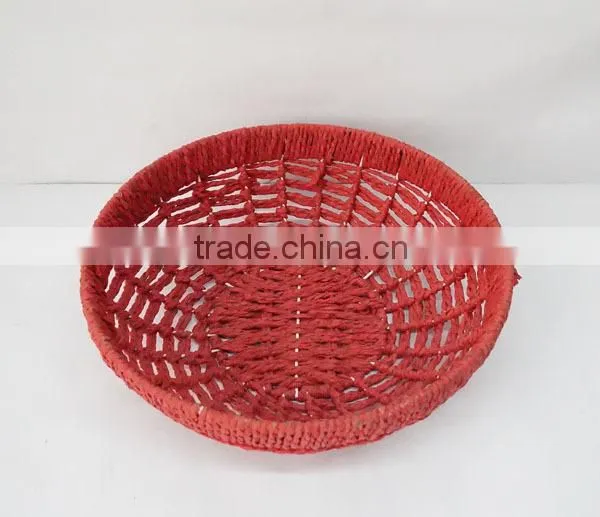 handmade round red paper rope decorative basket