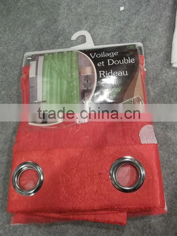 Two Layer Embroidery Lace Curtain Fabric With Organza Curtain