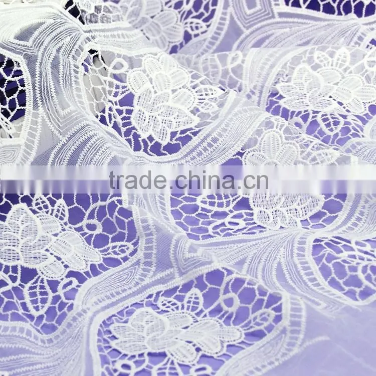 Woman garment accessories transparent micro fiber polyester white 130-135cm width mesh lace fabric