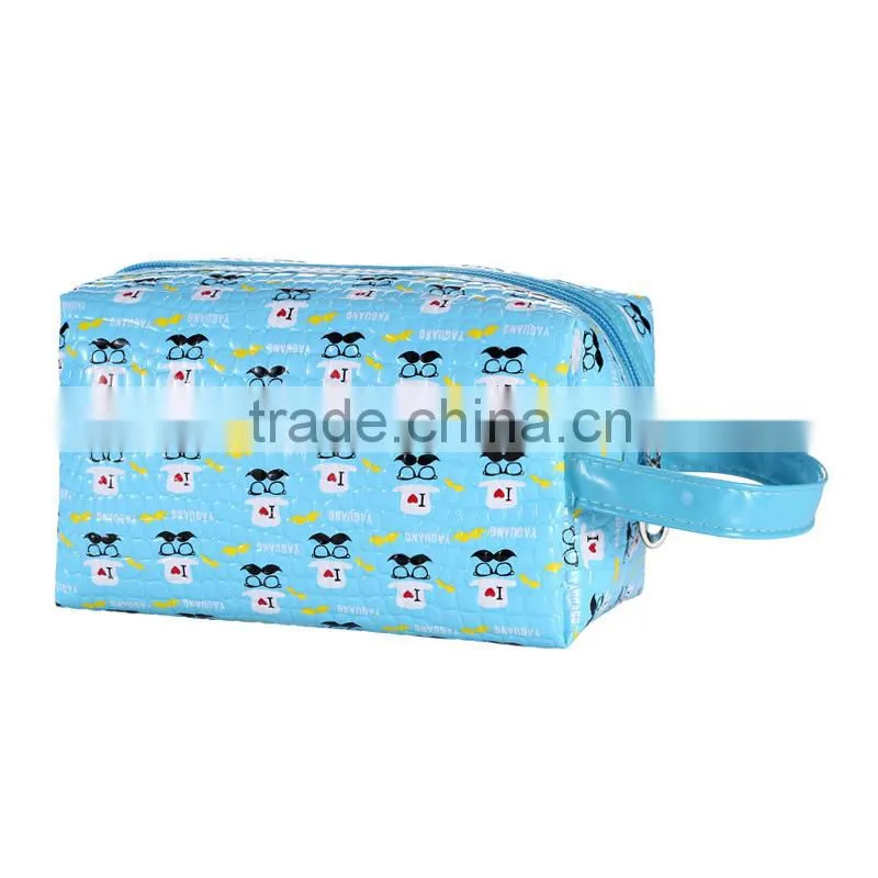 Fashion mustache glasses PU printed makeup bag black popular large capacity cosmetic bags
