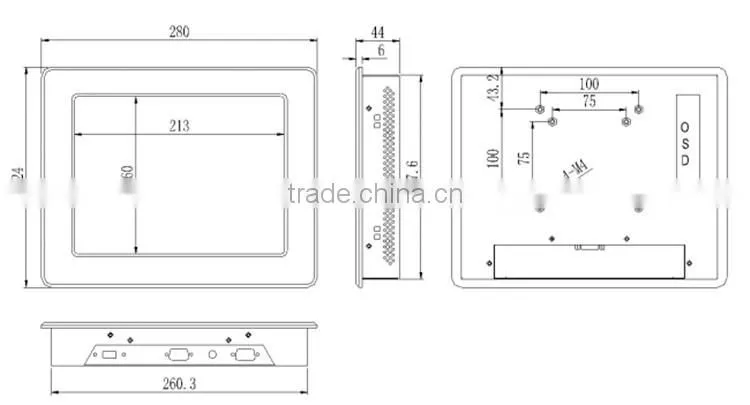 Window Operation System Lcd 10.4" industrial flat panel monitor