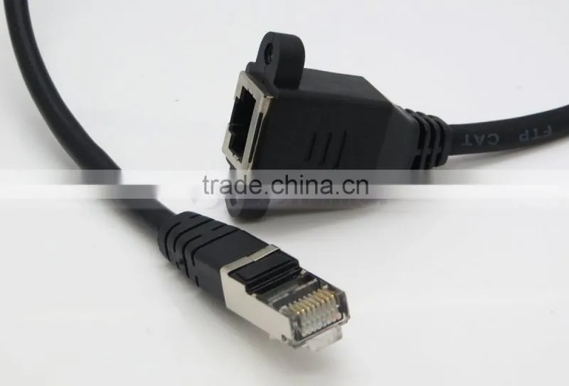 30CM 0.3M RJ45 Male to Female Screw Panel Mount Ethernet LAN Network Extension Cable