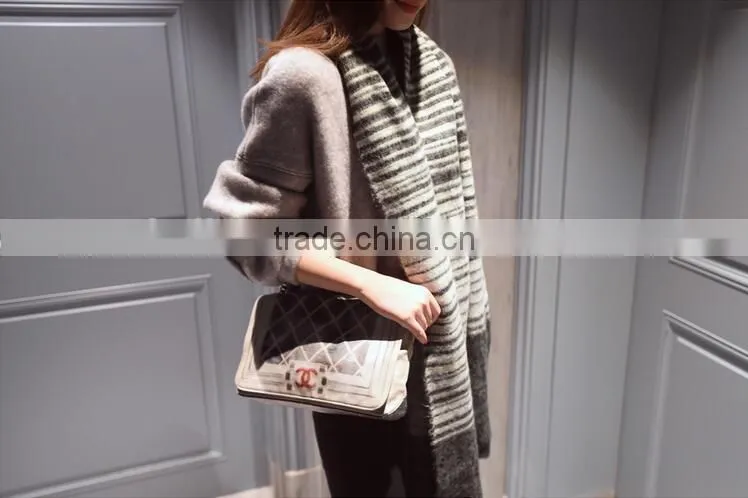 New Arrvial Winter Fashion Woman Long Striped Wool Knitted Scarf