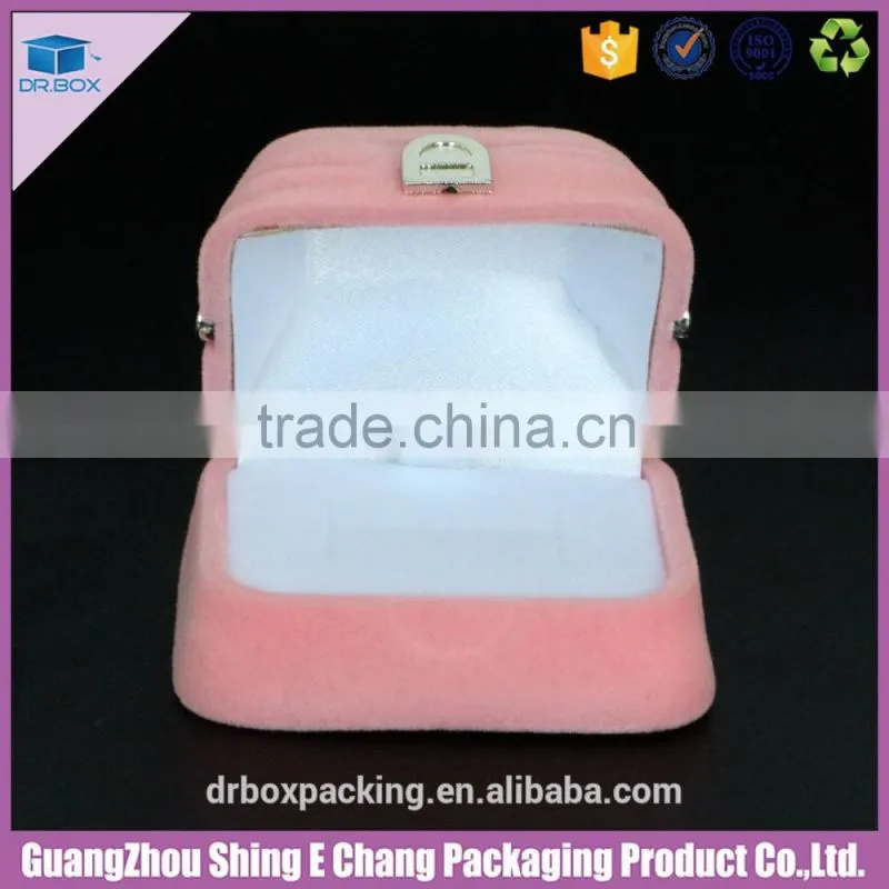2016 Fancy bag shaped custom logo cardboard printed velvet paper jewelry box/foam inserts for jewelry box