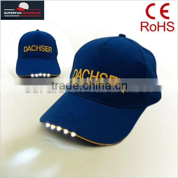 wholesale 100% cotton LED light sport cap