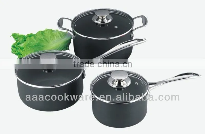 2015 New Products 6PCS High Quality 2.5mm Hard Anodized Aluminium Cookware Set With Casting Handle For Wholesale