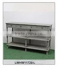 European Rectangle White Zinc Top Wood Table Antique