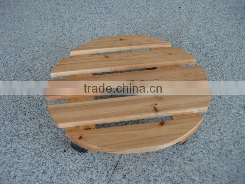 removable flower pot tack/round movable wooden flower stand