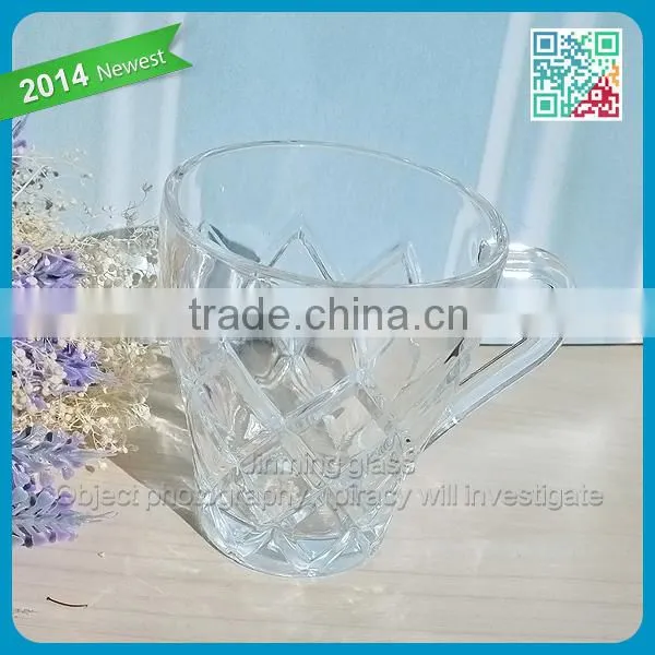 Customized Designed Glass Tea Cup Mug Glassware Fancy Glass Tea Mug Cup Handle Glass Mug