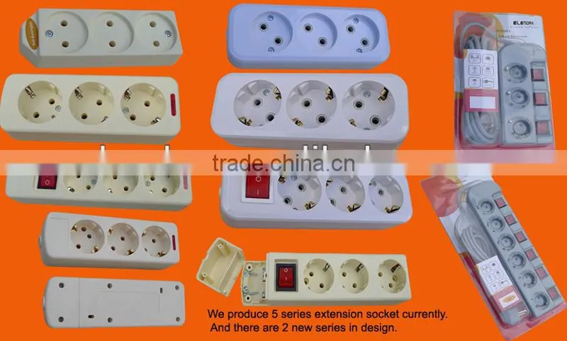 Europe extension power socket outlet with earth and switch (E5004ES)